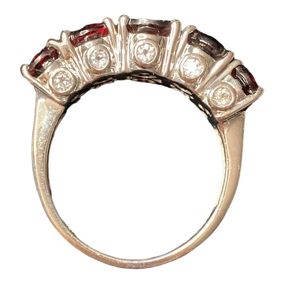 Garnet Ring Size 9 5 Oval Stones 9 Carats Jewelry Sterling Silver Stamped 925 Po - Picture 8 of 13